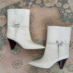 Isabel Marant Cream Heeled Boots Wooden Heel Size 39